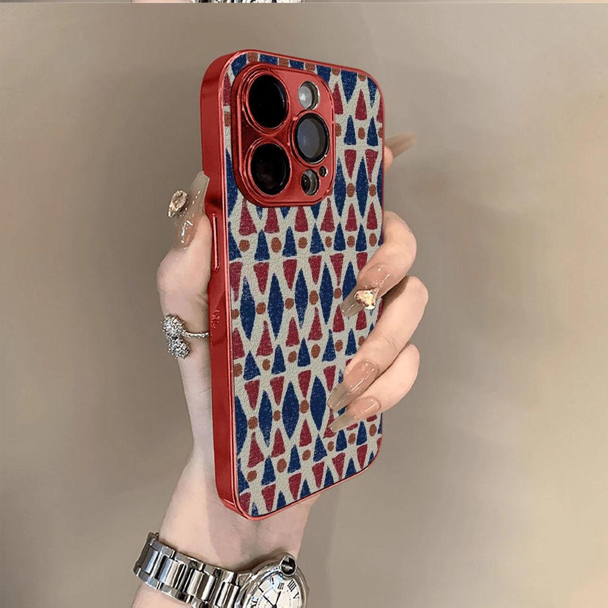 

Retro geometry for apple 17promax personalized phone case iPhone lambskin creative Apple 7/apple 8