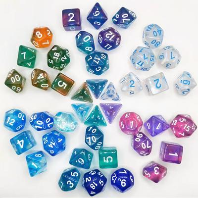 105/70/42/21/7 ks DND Sada kostek Glitter Polyhedral D4 D6 D8 D10 D12 D20 Vícebarevný stůl na hrdiny Společenská stolní hra
