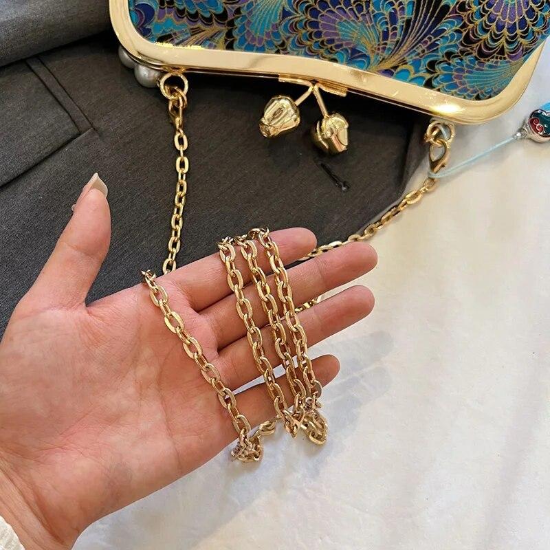 2024 Designer Women Handbags And Purse Floral Shoulder Bags Vintage Pearl Tassel Shell Clip Lady Chain Satchel Crossbody Bags
