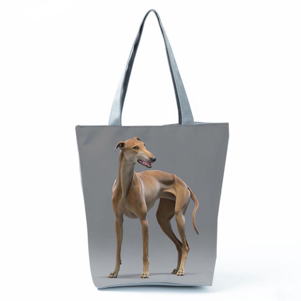 Greyhound Shopping Bags Casual Groceries Women Handbags Animal Dog Graphic Large Capacity Shoulder Bags Portable Foldable Totes