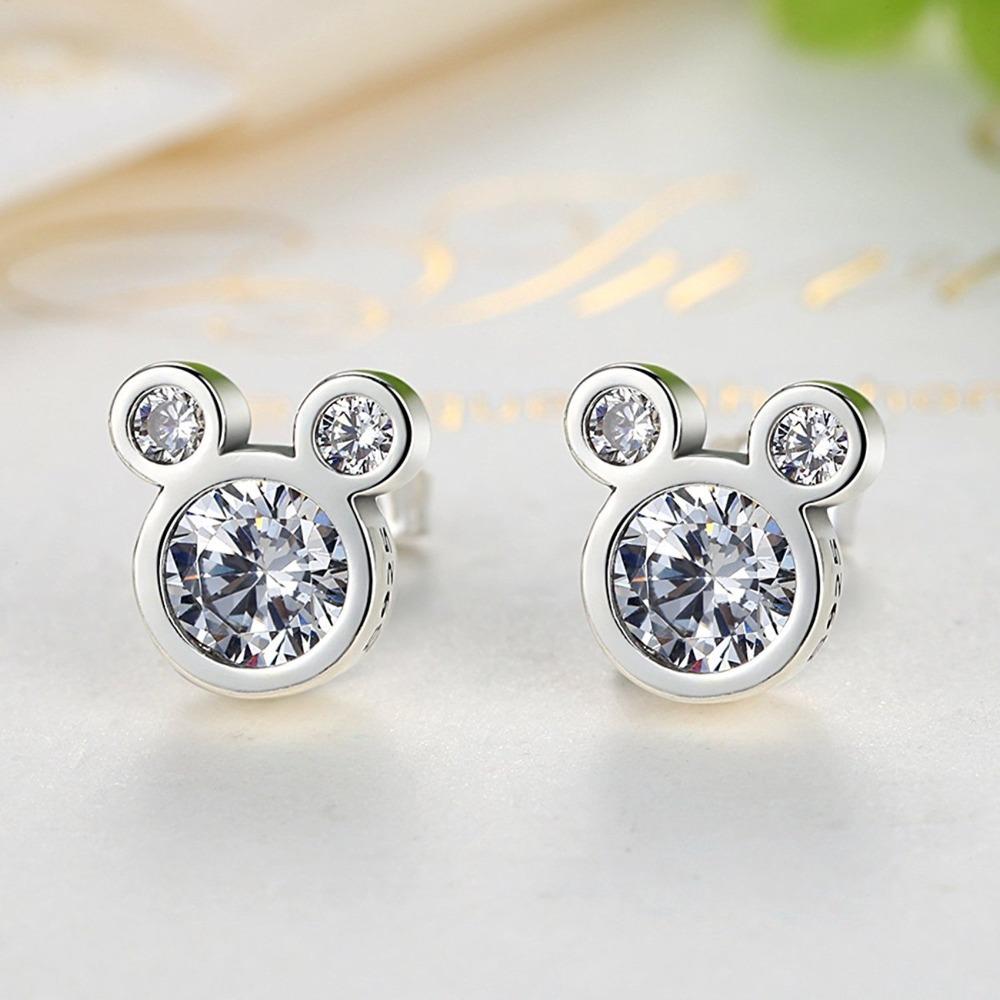 Mouse Shiny Zircon Earrings for Women Fashion European American Jewelry