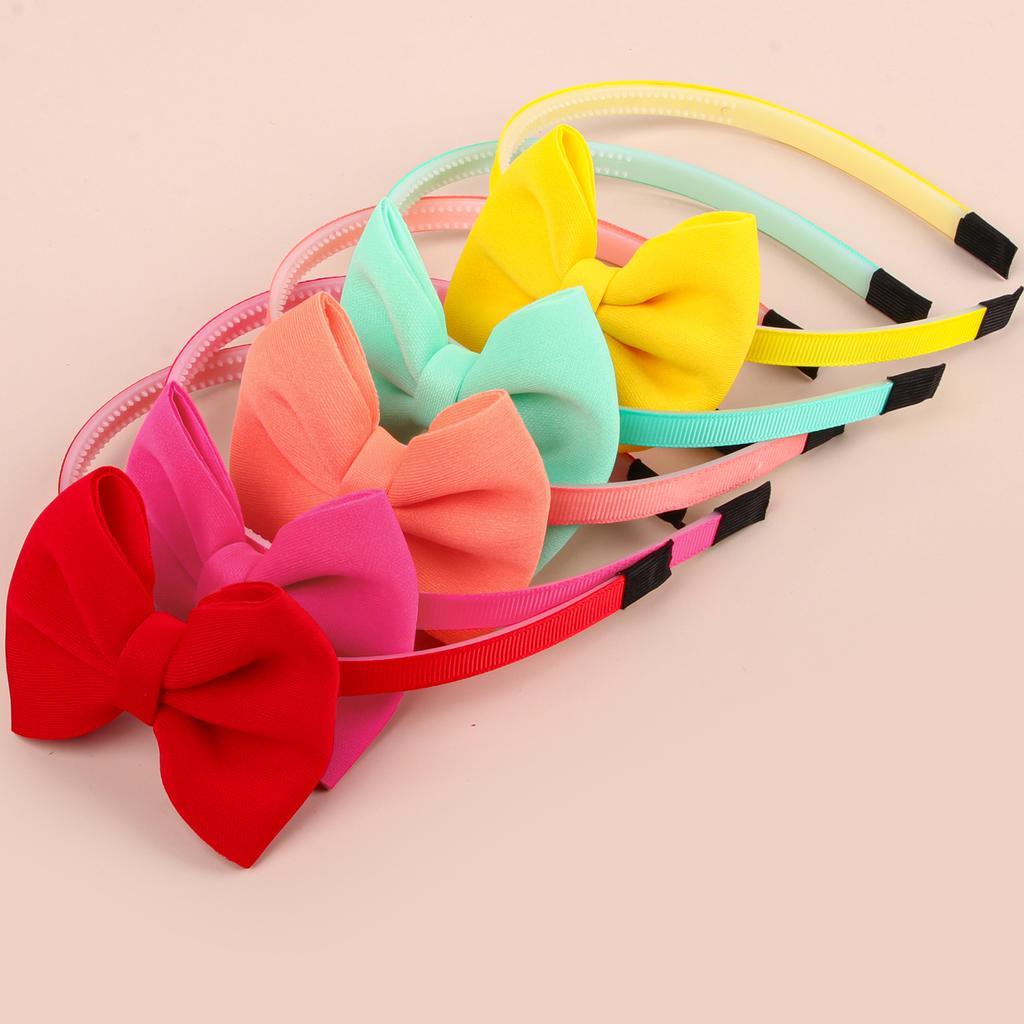 5pcs Fabric Hair Bows Headbands for Girls Plastic Teeth Hairbands 3inch Hair Bows with Headband Children Kids Hair Accessories