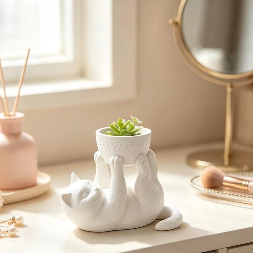 3D Printed Succulent Planter Plastic Cat Plant Pot Unique Flowerpot  Room Decoration