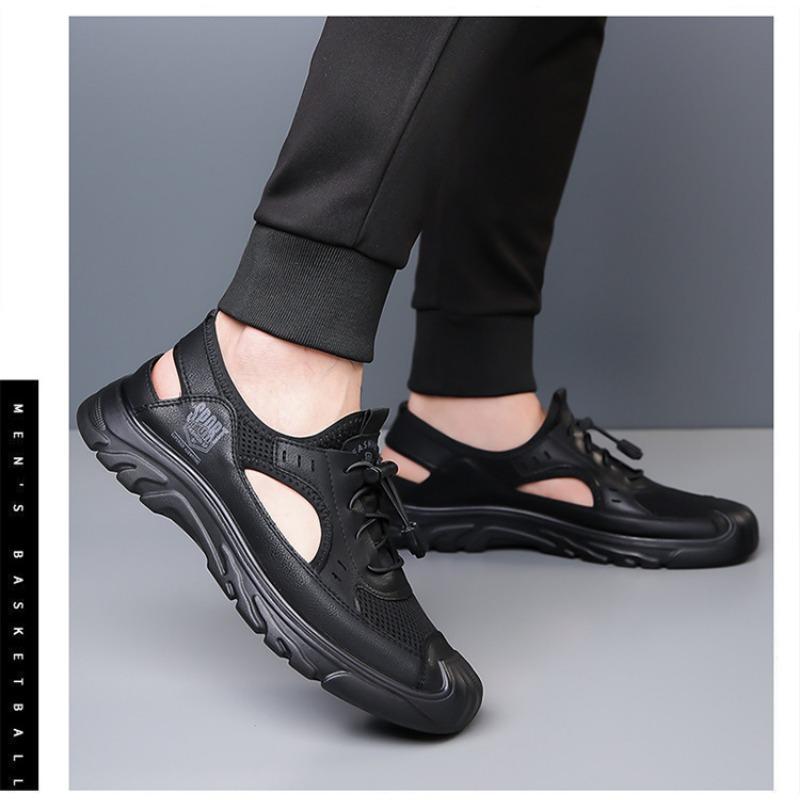Fashion Designer New Hollow Platform Leather Men's Loafers Summer Fashion Casual Outdoor Beach Men's Sandals Zapatos Hombre
