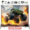 2D flat 1pc Monster truck-themed birthday party background polyester banner - Party banner - large-sized photography fabric