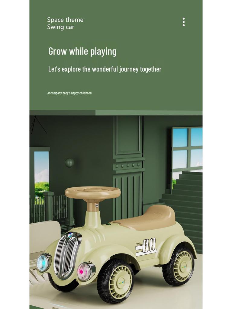 Balance Scooter im Vintage-Stil für Kinder von 1-3 Jahren - Wackel-Spielzeugauto für Kleinkinder