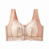Front zipper shockproof sports women's wide shoulder straps, large breasts, small steel rims, large size pull-up shaping bra