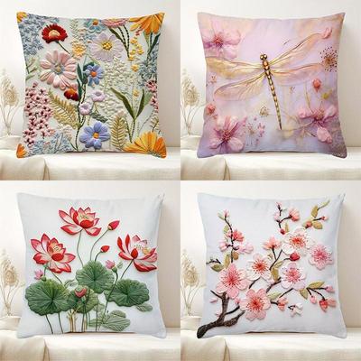 1Pcs 3D Plant Flower Pattern Polyester Cushion Cover Printed Pillowcase Creative Room Bedroom Sofa Decoration Pillow Case