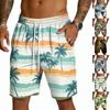 Herren Freizeitshorts mit Kordelzug Leicht Schnelltrocknend Innenbeinlänge Fünf Zoll Hawaiianischer Print Strandbekleidung Sommer Unterteile