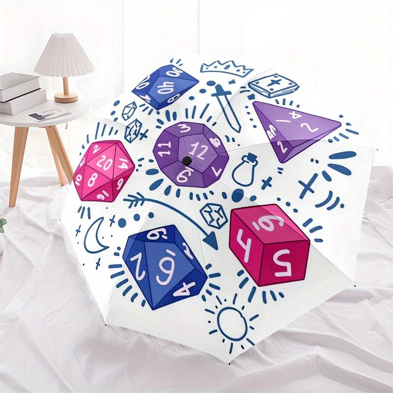 Dungeons and Dragons Automatic Folding Umbrella 8 Ribs, Durable Iron Frame, Bright Color Pattern Compact Travel Umbrella, Suitable for Outd