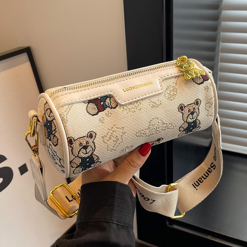 

Французька жіноча сумка-ніша 2024 року, нова високоякісна літня широкосмугова сумка через плече, сумка-мессенджер Інтернет-знаменитості, вибухова сумка-циліндр