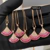 18K Rose Gold Full Diamond Gradual Change Skirt Necklace Slightly Inlaid Gypsy Star Fan Light Luxury High Sense Collarbone Chain 2026