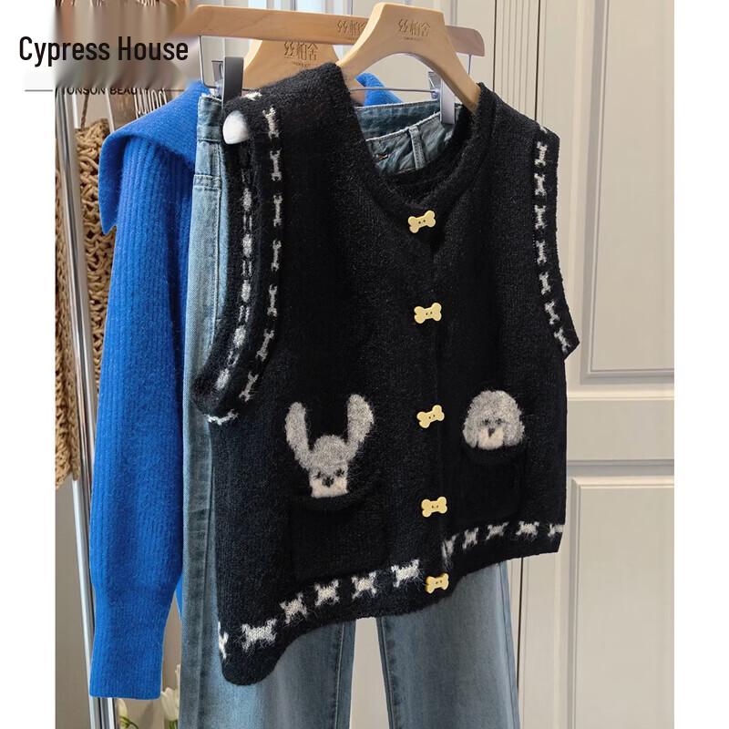 Women s Wool Blend Relaxed Fit Knitted Vest One Size