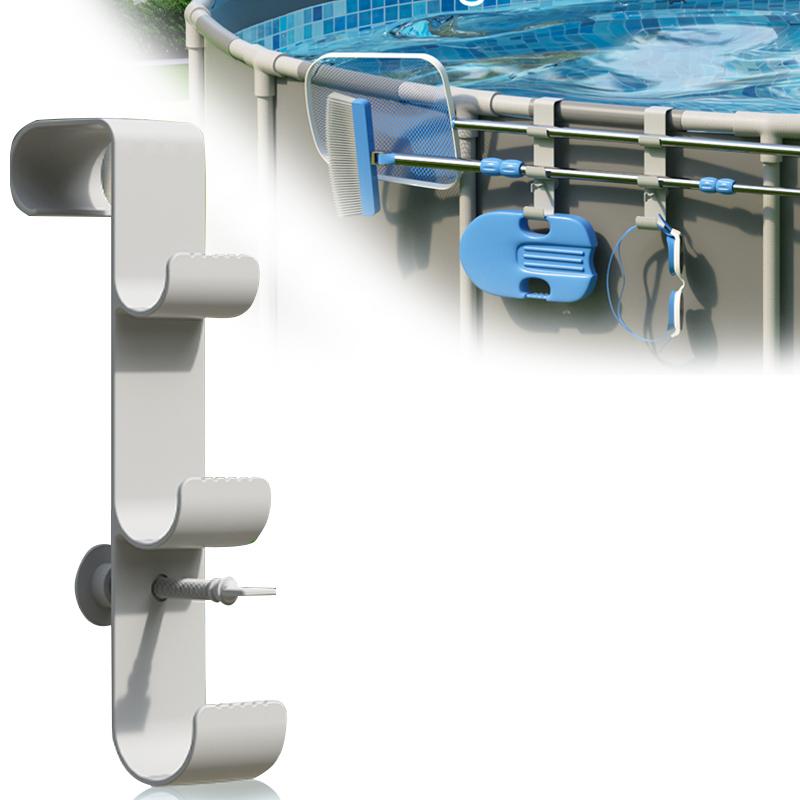 Poolside Storage Basket with Pool Cup Holder, Thickened Plastic Pool Basket for Above Ground Pool Accessories, Outdoor Swimming