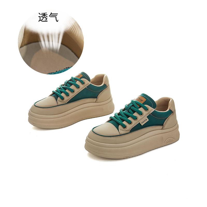 Large Size 41 Small Size 34 Leather Retro Little White Shoes 2025 Autumn New Thick Baseplate Shoes Women's Versatile Sports Women's Shoes