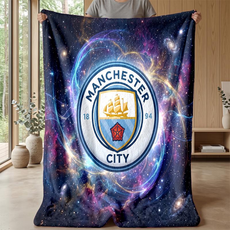 Couverture sur le thème de Manchester City Couverture douce en flanelle Couverture jetée pelucheuse Couverture douillette pour canapé et lit pour la décoration de la maison