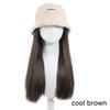 Fashion Hat Wig Lamb Hair Fisherman's Hat Long Straight Wig Female Synthetic Wig Autumn/Winter Halloween Party Christmas Gift