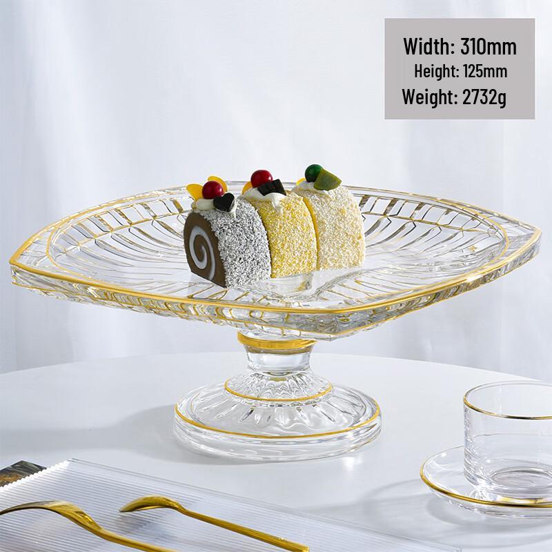 Flavinmci European Style Gilded Crystal Glass Fruit Plate