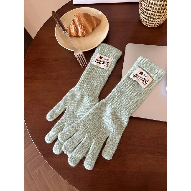Warm Gloves for Women Korean Touch Screen Gloves Finger Holes Fashion Solid Color Knitted Gloves Winter Work Gloves Mittens
