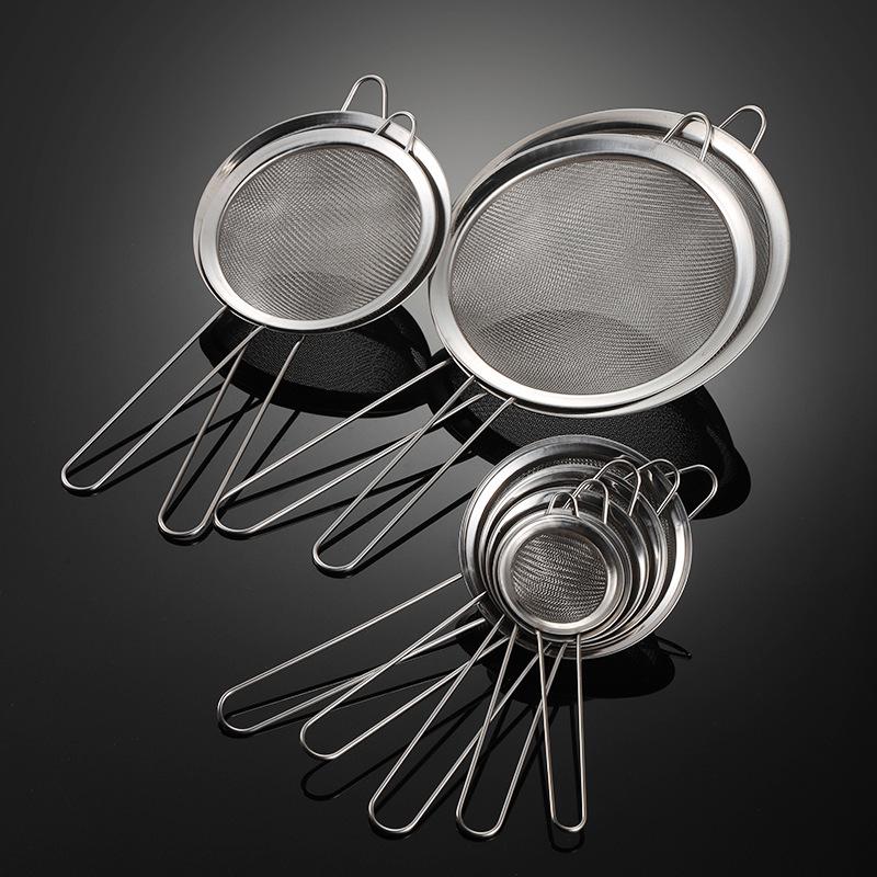 Stainless Steel Mesh Strainer: 201 Rim, 30 Mesh, for Soy Milk & Traditional Chinese Medicine, Large with Wire Handle