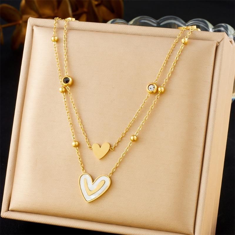 gold layered heart pendant necklace for women