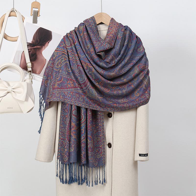 New Winter Women Cotton Jacquard Scarf Big Shawl Fashion Elegant Lady Long Printing Decorate Scarves Sun Protection Bandana