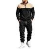 Men's Lined Track Suit with Stand Collar - Casual Color Block Sweatshirt and Pants Set, Loose Fit Two Piece Outfit for Fall Winter Outdoor