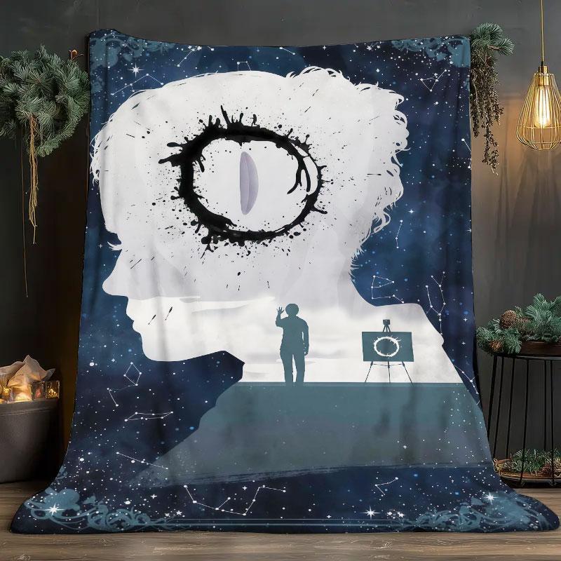 1Pc Posterillustration Print Flannel Blanket, High quality Comfortable for All Seasons, Warmth and Comfort, Perfect for Christmas Gifts