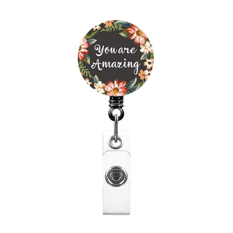 Retractable Badge Holder with Metal Clip Rotating ABS Badge Holder for Student Teacher Doctor Nurse Badge Holder