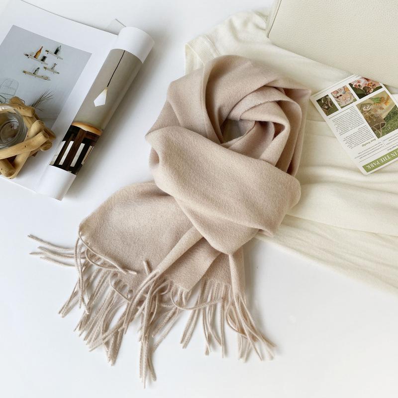 Solid Color Scarf 111% Australian Wool Scarf High-end Scarf Men's and Women's Warm Versatile Scarf Shawl