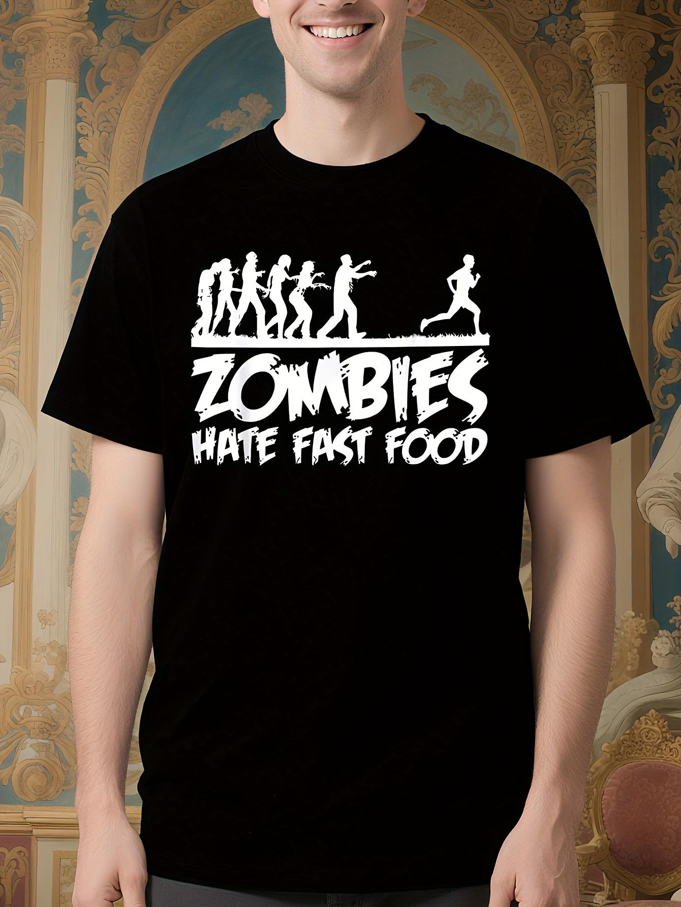 Halloween Tshirt - Funny Zombie Fast Food Graphic Tee - B... L