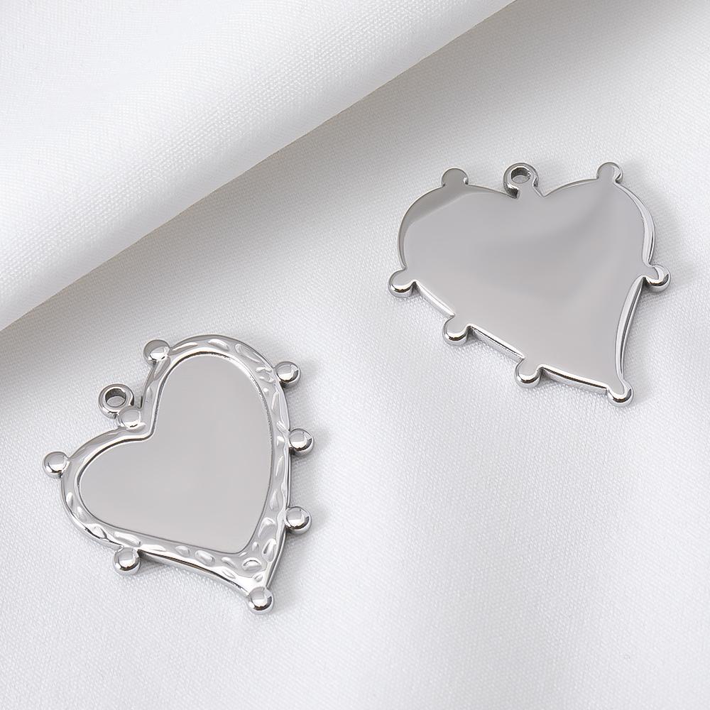 5 pièces Acier Inoxydable 18K Cadres Lune Ovale Bezels Vides Base Pendentif Cœur Géométrique Charme Boucle d'Oreille Fabrication de Bijoux