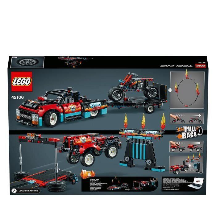 LEGO® Technic 42106 Le spectacle de cascades du camion et de la moto, Idée Cadeau Anniversaire Jouet pour Enfant de 8 ans et +