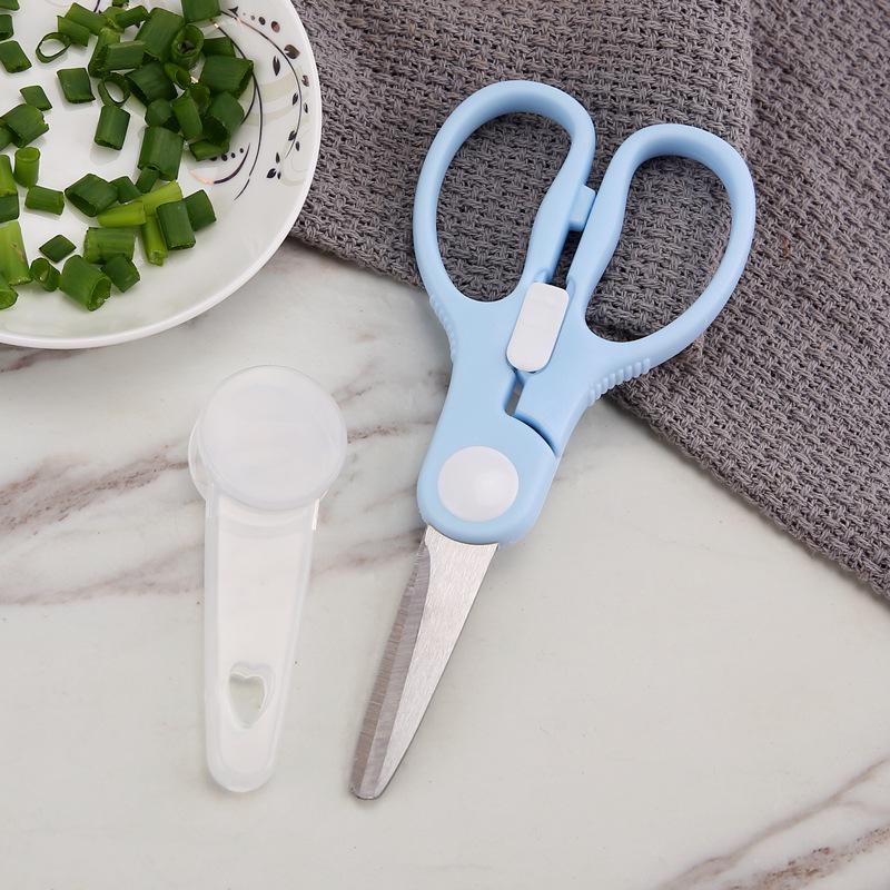 Compact Baby Food Scissors Set: Infant & Children s Scissors for Cutting Meat & Vegetables, Perfect for Home & Travel Use.