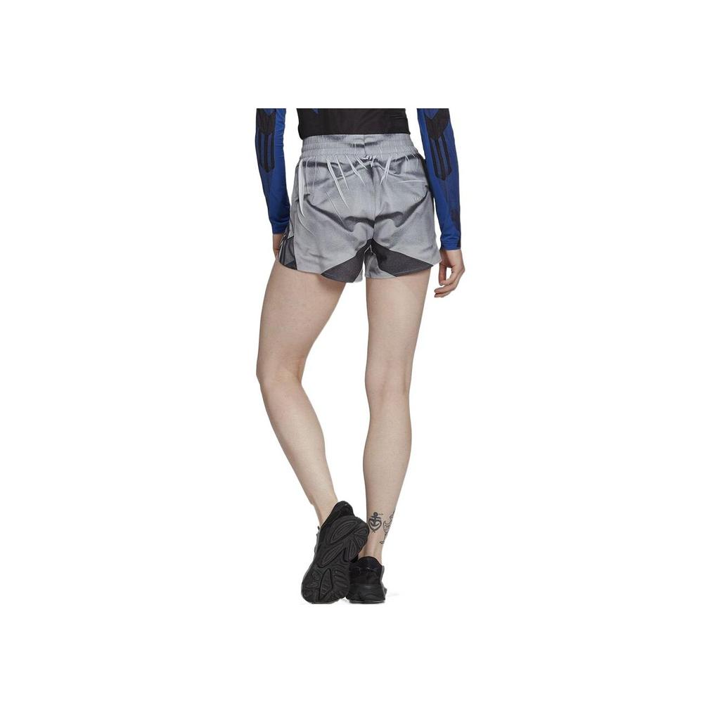 Adidas Originals Striped Embroidered Logo Elastic Waist Sports Casual Shorts Women Shorts Gray HB9423