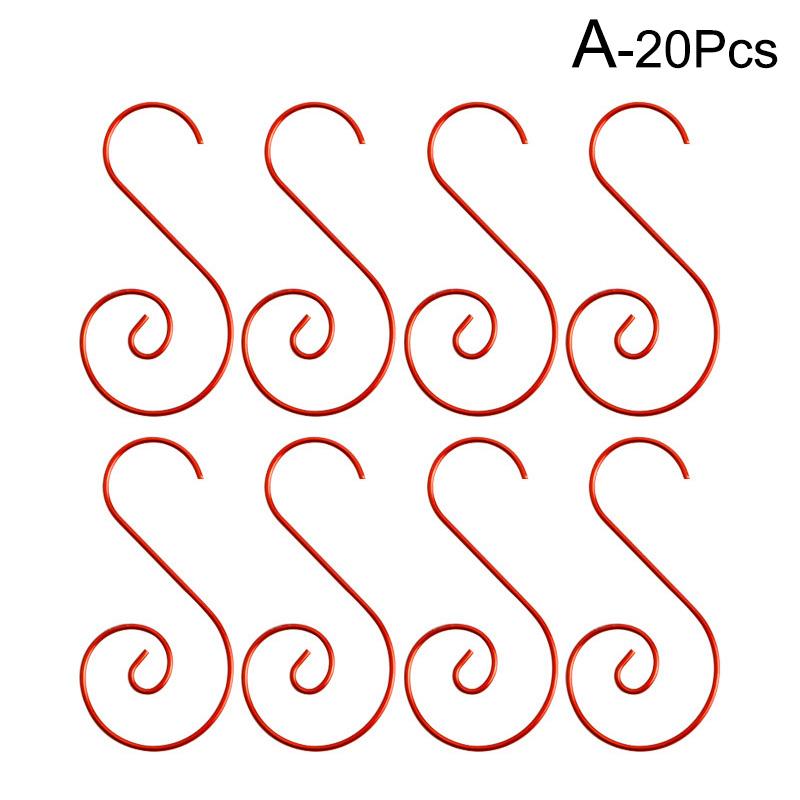 20pcs Christmas Ornament Hooks Metal S-shaped Hooks Holders For Christmas Tree Ball Pendant Hanging Decoration DIY Home Decor
