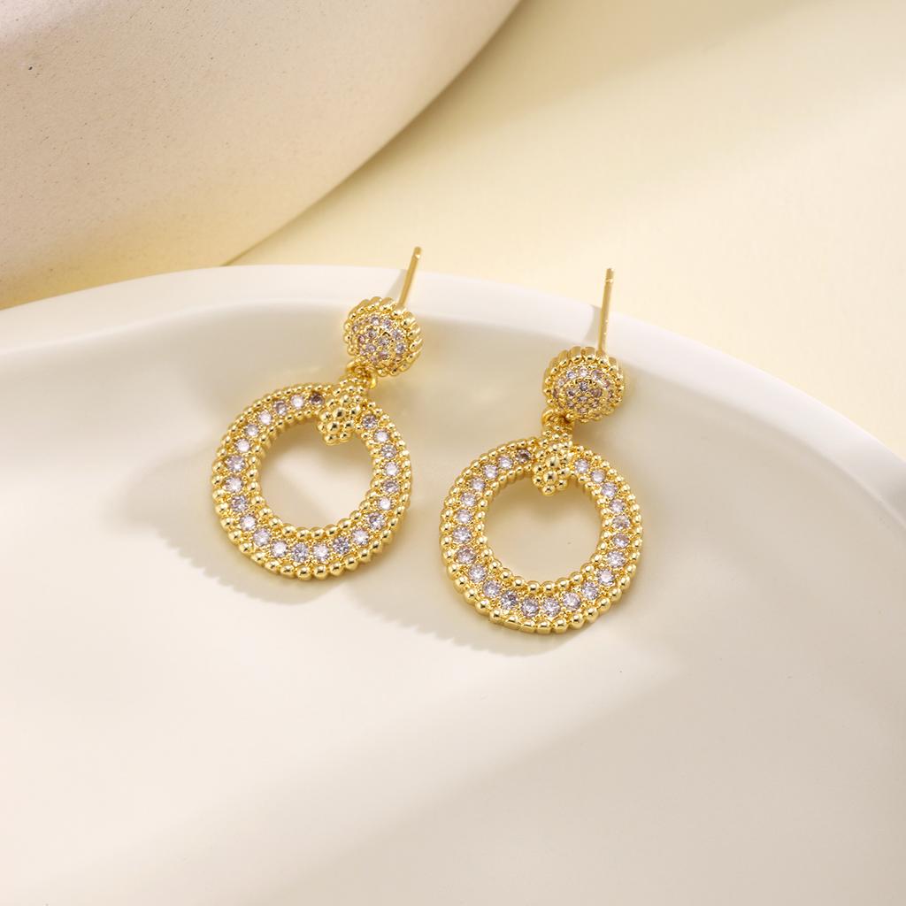 Nidin New Popular Simple Smooth Love Heart Shape Cubic Zirconia Drop Earrings For Women Female Vintage Sweet Ear Jewelry Gifts
