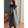 Shang Jing 2025 Winter Women's Faux Fur Lined Long Wool Blend Coat
