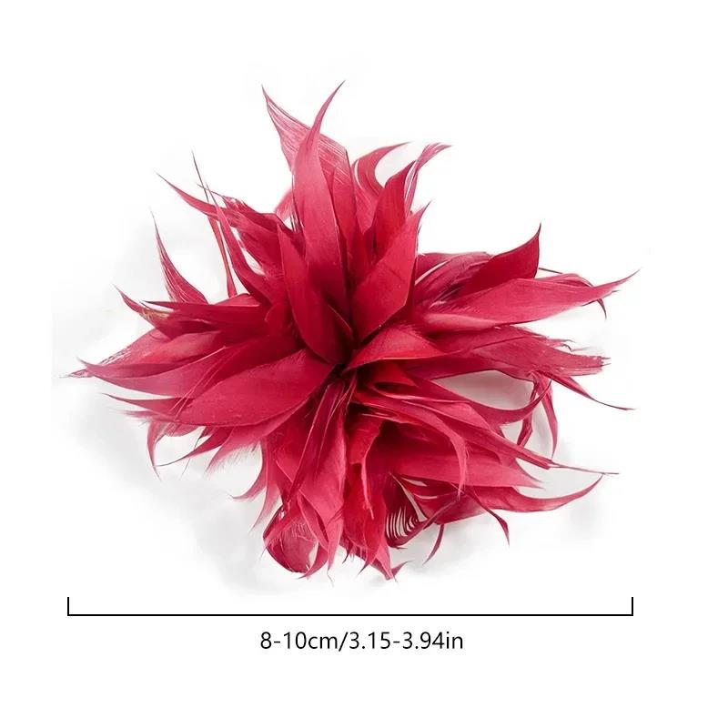 Fashion Cloth Feather Brooch Fabric Flower Corsage Exquisite Lapel Pin for Women Accessories Wedding Party Jewelry