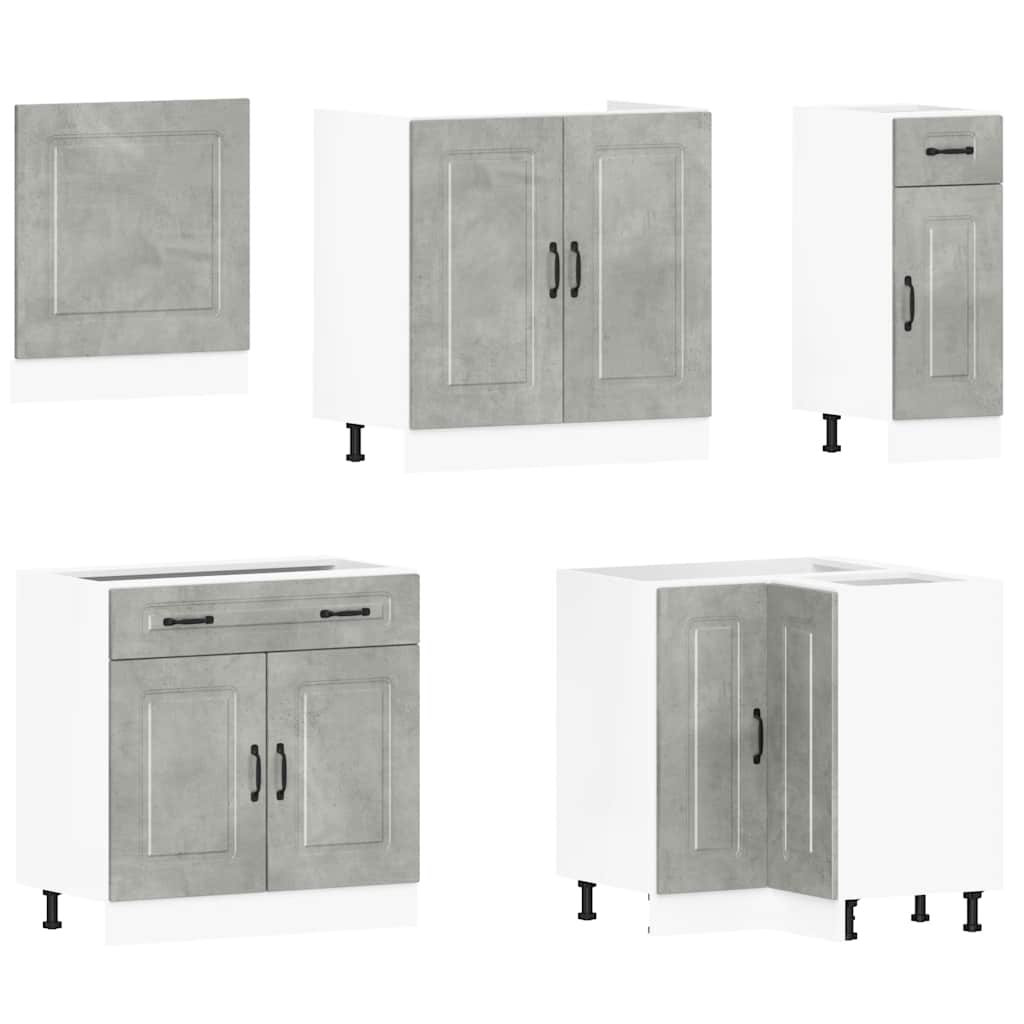 Kitchen Cabinet Set, Kalmar, 11-Piece, Concrete Gray