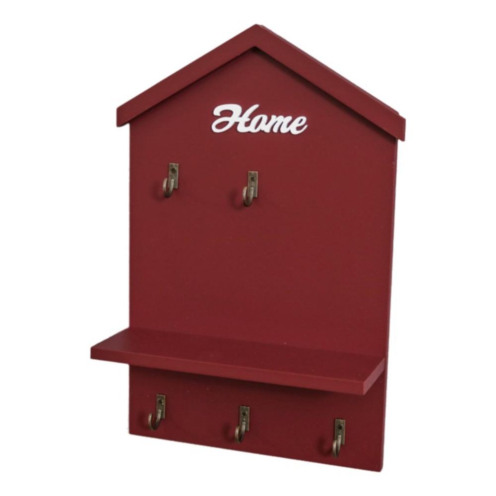 

5 Hooks Wooden Key Hook Handmade Hanging Key Holder Vintage Style Keys Organizer House Decoration красный