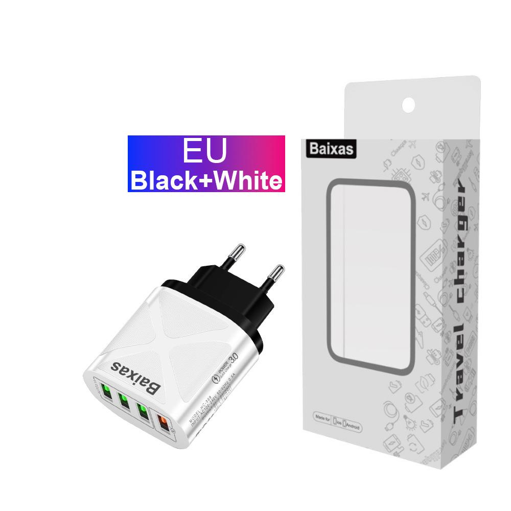 4-Port QC3.0 Universal Fast Charger: EU/US/UK/AU Standards, Multi-Voltage (5V/9V/12V) for Travel