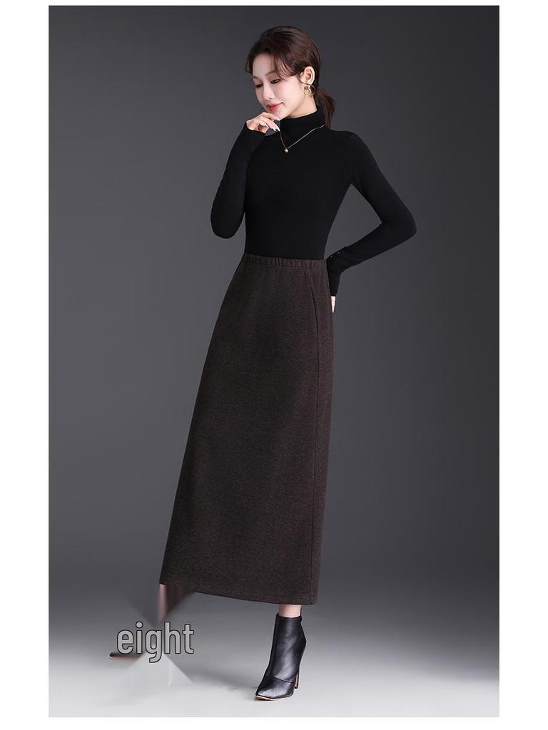 Women's Winter 2025 Woolen Plaid High-Waisted Korean A-Line Mid-Length Skirt - Slim-Fit, Belly-Flattering Umbrella Design