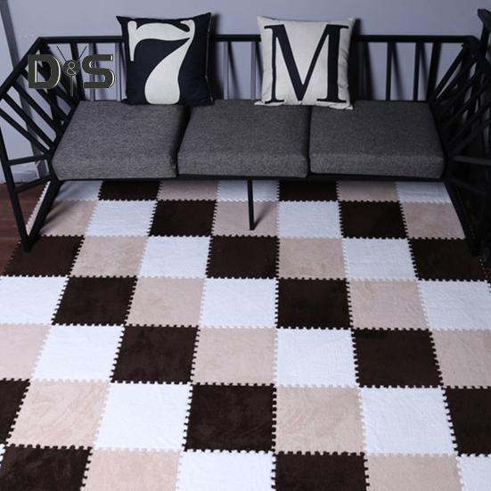 Plush Puzzle Carpet Interlocking Floor Mat DIY Non-Slip Carpet Tiles Baby Playmat for Living Rooms Bedroom Playroom Children's Rooms