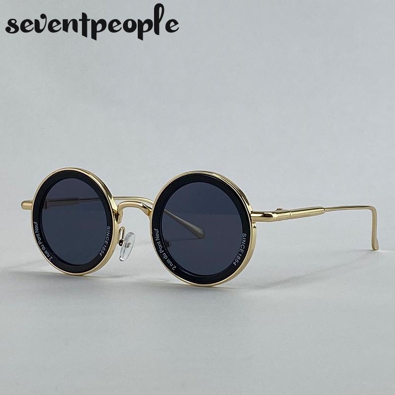 Steampunk Small Frame Round Sunglasses Men Luxury Brand Vintage Metal Sunglass For Ladies Classic UV400 Protection Shades