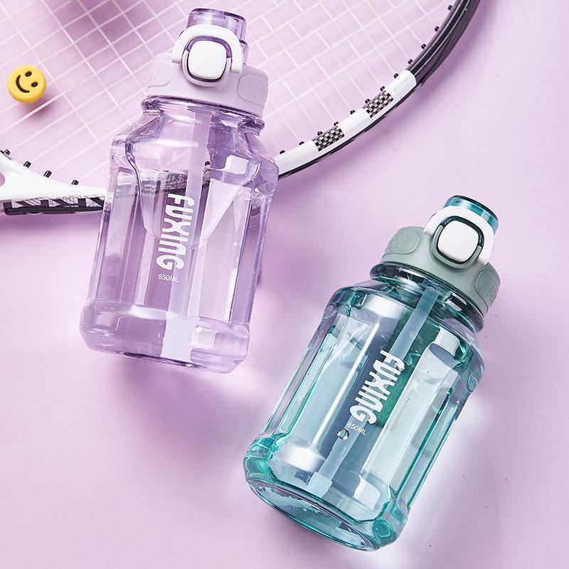 High temperature resistance simple straw cup outdoor sports universal portable water bottle creative high value plastic cup water cup