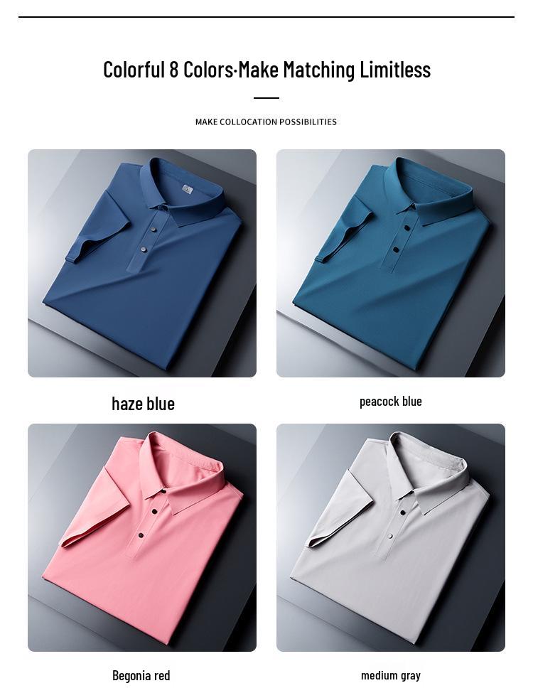 Men's Business Casual Ice Silk Polo - Slim Fit Summer Short-Sleeve Shirt
