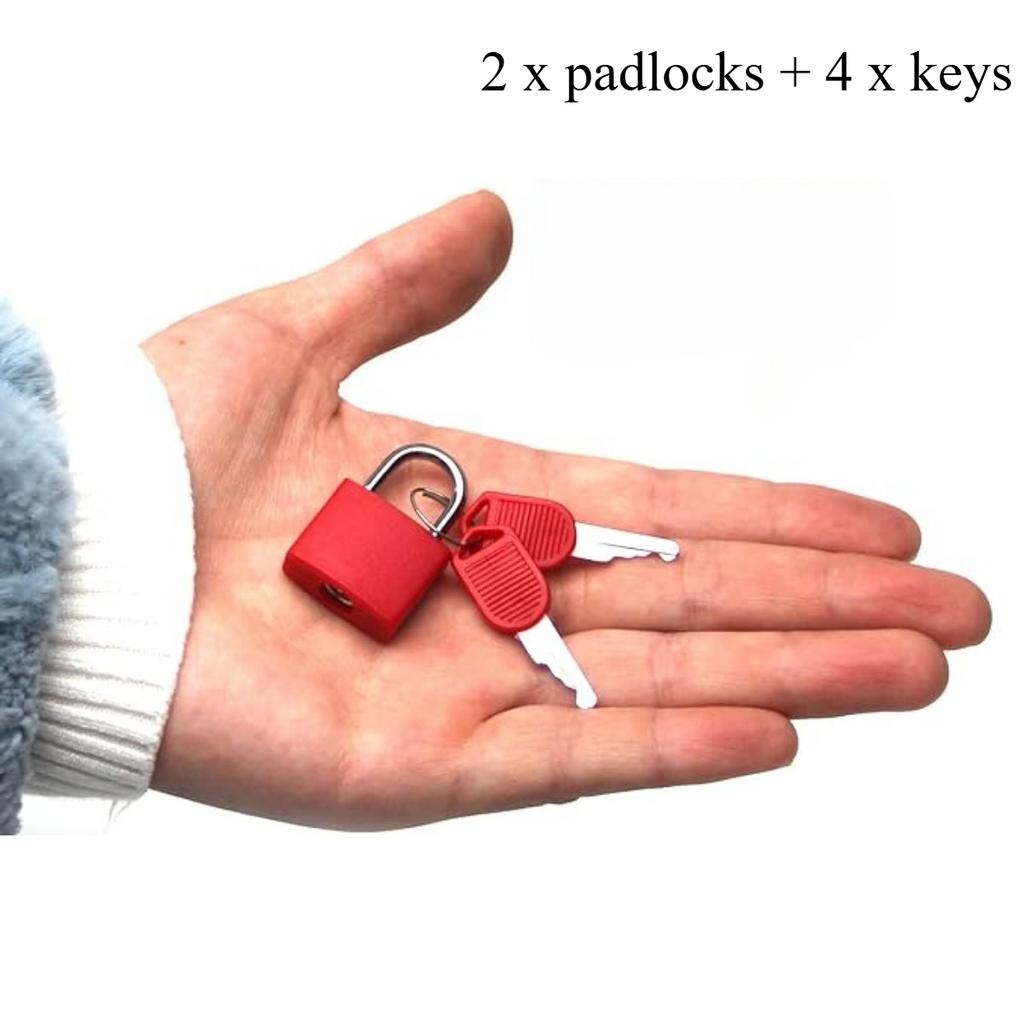 2Set Mini Padlocks Set Luggage Locks with 2 Keys Waterproof Safely Padlock for Backpacks Computer Bags Gym Locker Tool Box Diary Key Lock