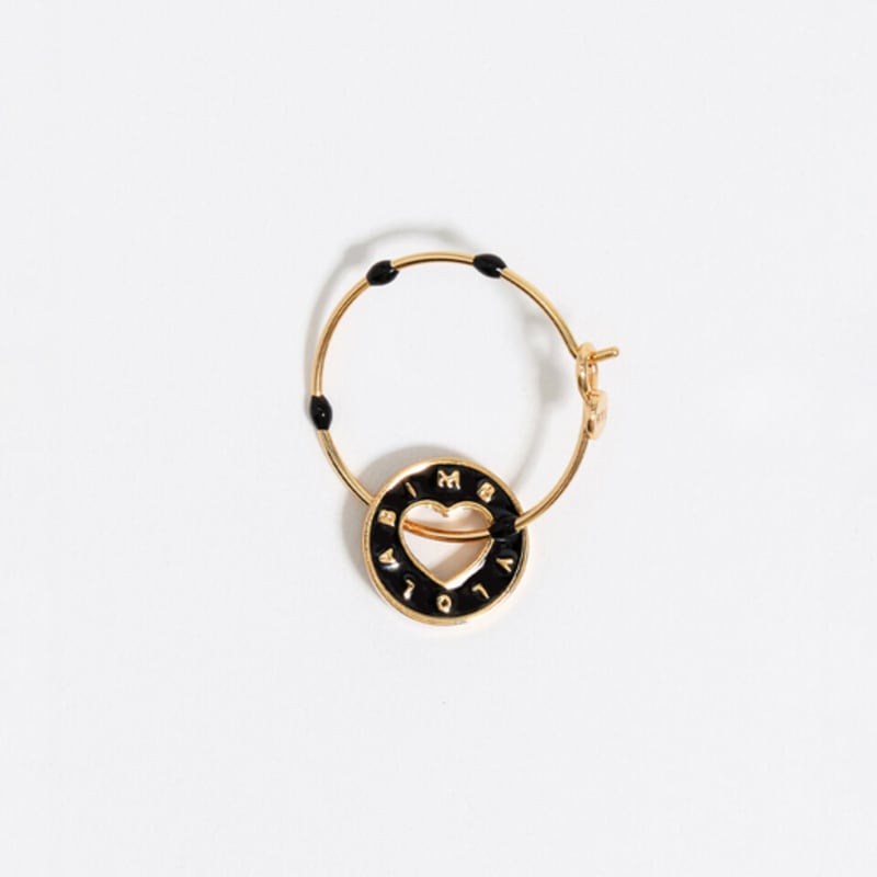 BIMBA Y LOLA [25FW] BIMBA Y LOLA Black Logo Hoop Earrings B256AIW006BKF
