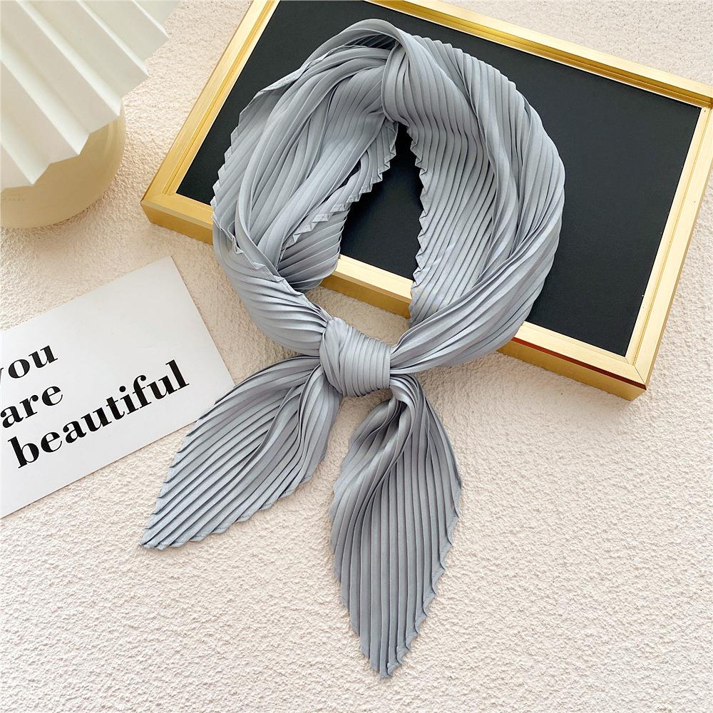 Crinkle Pleated Square Scarf Decorative Solid Color Crinkle Scarf Shawl Women Hijab Neckerchief Headscarf Thin Hair Tie Band